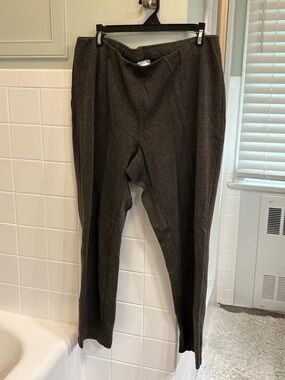 J. Jill Women's Dark Brown petite large Knit Pants slim leg Ponte